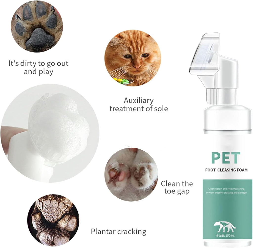 Nexolla Paw Cleaner, Pet Paw Cleansing Foam with Silicone Cleaning Brush for Pets, Waterless Foam for Cleaning Feet Clean - Pet Supermarket