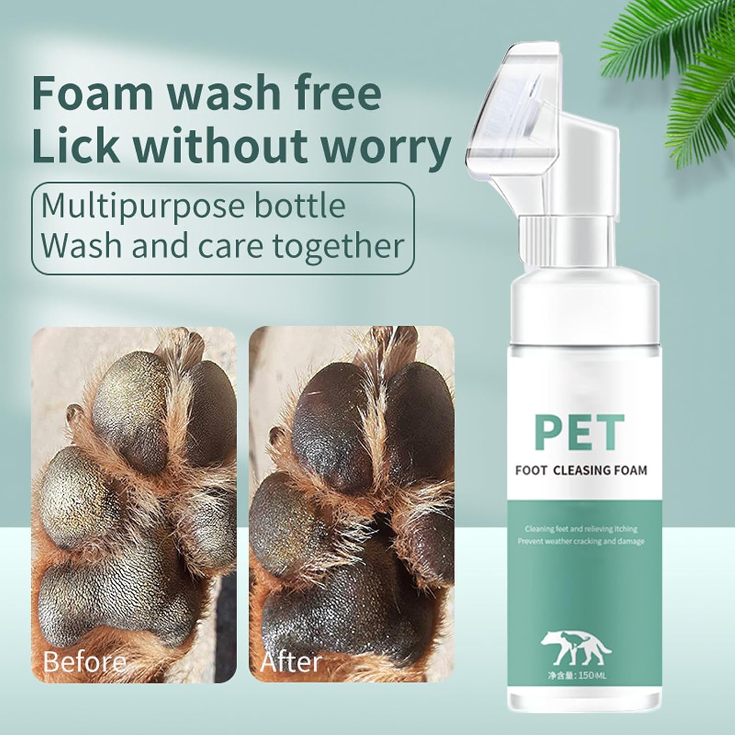 Nexolla Paw Cleaner, Pet Paw Cleansing Foam with Silicone Cleaning Brush for Pets, Waterless Foam for Cleaning Feet Clean - Pet Supermarket