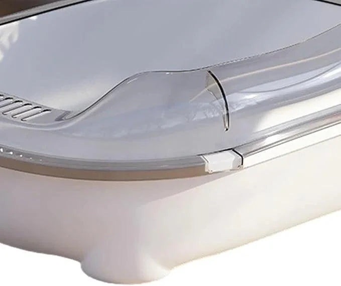 Open Litter Box Kitty Litter Pan Cartoon Appearance High Sided Cat Litter Container Large Space Bedpan Kitten Toilet, Gray