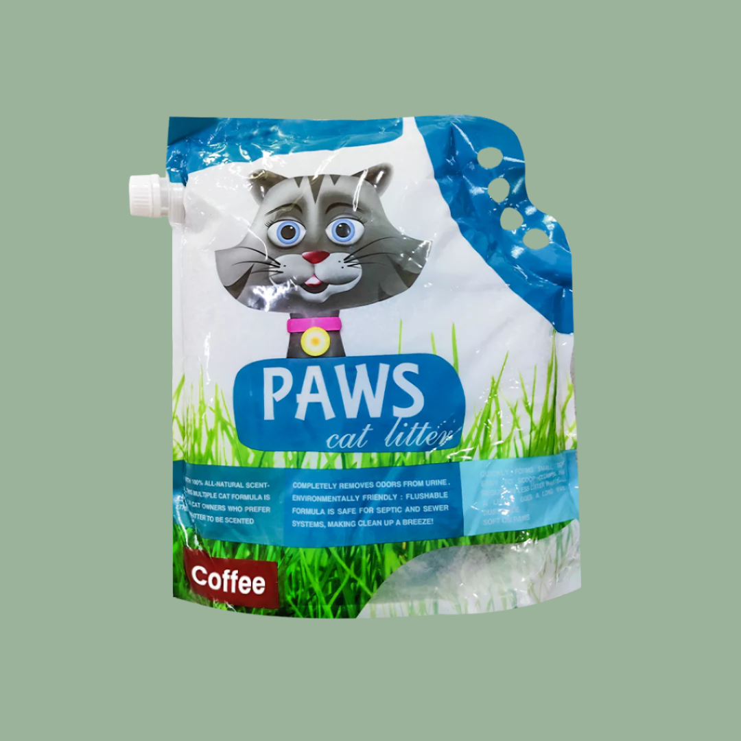 Brand: Paws
Product: Clumping Cat Litter
Weight: 4.5 kg
Made with 100% all-natural scented oil, this multiple catformula is ideal for owners who prefer their cat litter to be scented.
Completely removes odors from urine environmentally
Friendly: flushable formula is safe for septic and sewersystem, making clean us a breeze.
Quickly from small, tight, easy to scoop clumps thatresult in less litter waste a little goes a long way dust-free soft on paws.