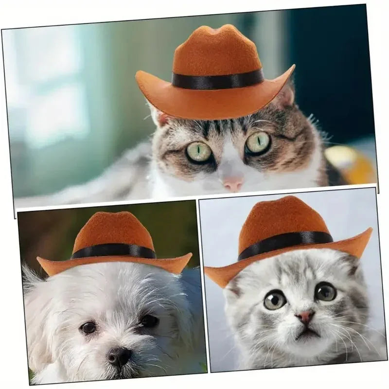 Adjustable Strap Western Style Cowboy Hat for Small & Medium Dogs Top Hat Headwear Cat and Dog Photo Props, Dog Costume Accessory - Pet Supermarket