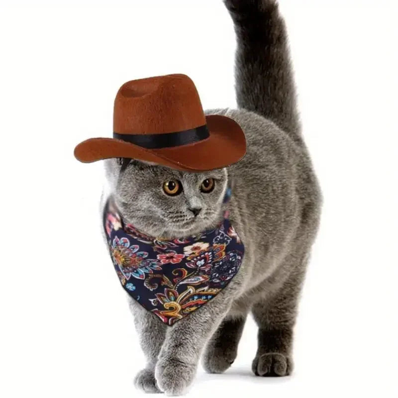 Adjustable Strap Western Style Cowboy Hat for Small & Medium Dogs Top Hat Headwear Cat and Dog Photo Props, Dog Costume Accessory - Pet Supermarket