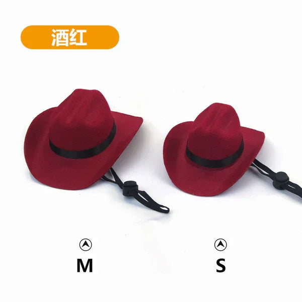 Adjustable Strap Western Style Cowboy Hat for Small & Medium Dogs Top Hat Headwear Cat and Dog Photo Props, Dog Costume Accessory - Pet Supermarket