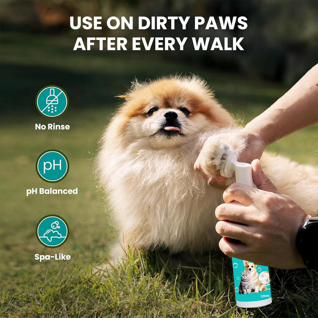 Pet Dog Paw Cleaner Foam, No-Rinse Formula with Soft Bristle Scrubber, Dog Paw Cleaner & Washer for Muddy Paws - Pet Supermarket