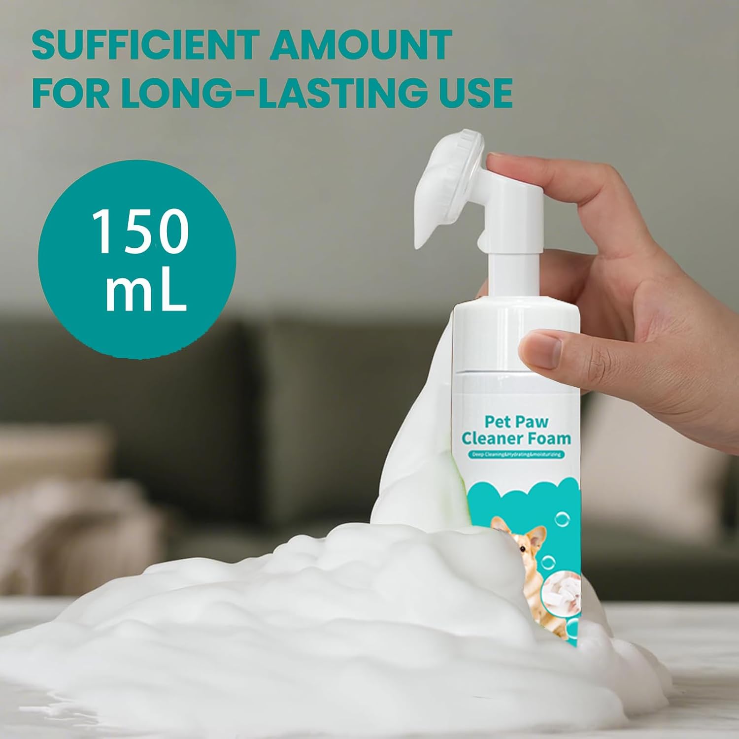 Pet Dog Paw Cleaner Foam, No-Rinse Formula with Soft Bristle Scrubber, Dog Paw Cleaner & Washer for Muddy Paws - Pet Supermarket