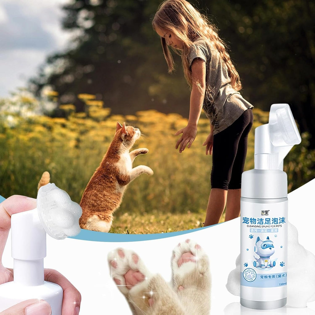 Pet Paw Cleaning Foam - Waterless Shampoo,150ml Paw Cleaner with Soft Silicone Brush, No-Rinse Shampoo for Pets and Dogs Foccar - Pet Supermarket