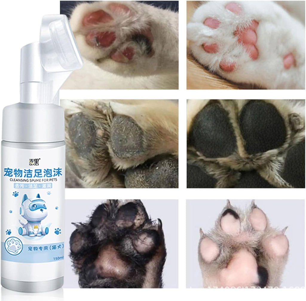 Pet Paw Cleaning Foam - Waterless Shampoo,150ml Paw Cleaner with Soft Silicone Brush, No-Rinse Shampoo for Pets and Dogs Foccar - Pet Supermarket