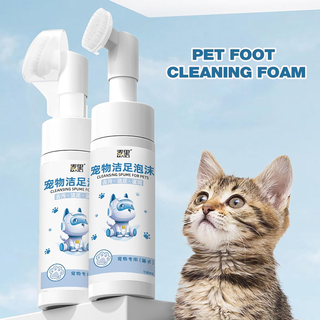 Pet Paw Cleaning Foam - Waterless Shampoo,150ml Paw Cleaner with Soft Silicone Brush, No-Rinse Shampoo for Pets and Dogs Foccar