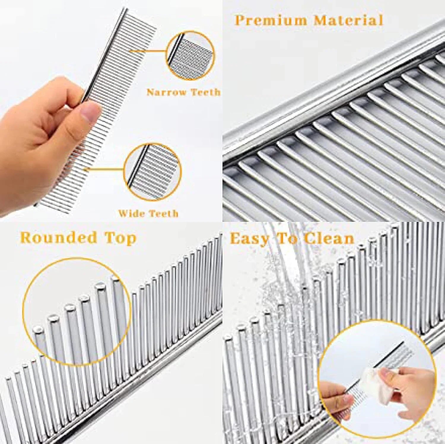Cat and Dog Grooming Brush Comb Stainless Steel Teeth Metal Cats Dog Comb for Removing Hair (M: 194cm) - Pet Supermarket