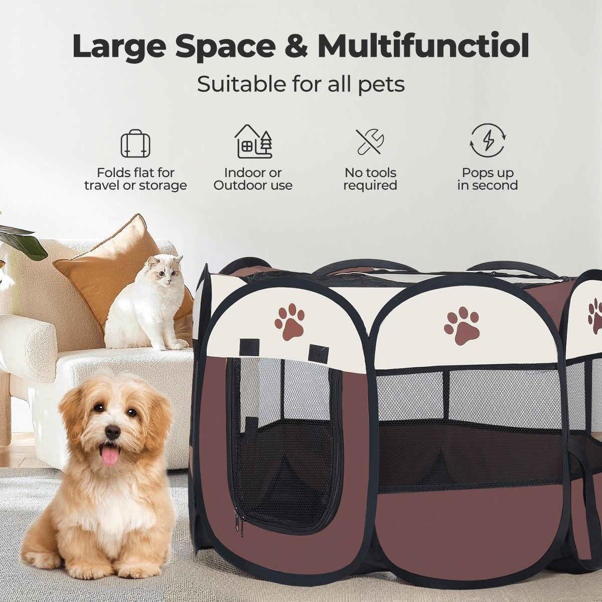 Portable Pet Tent Folding Outdoor/Indoor Dog Cat House 