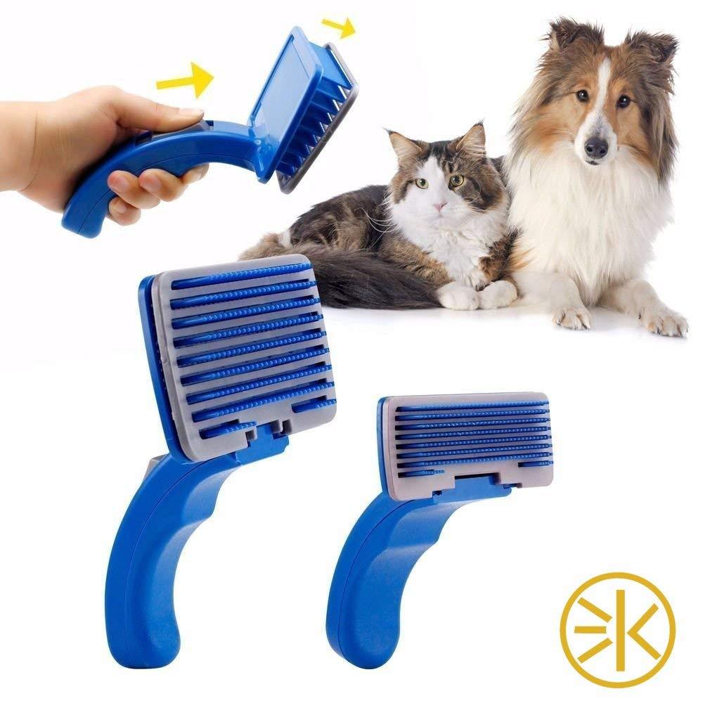 Self-Cleaning Pet Grooming Brush - Press Button for Tangle-Free Fur for dog and cat (Large) Grooming Comb