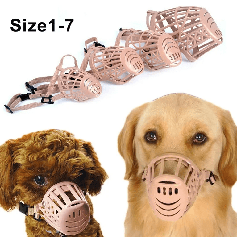 Shulemin Plastic Dog Muzzle,Anti Bite Adjustable Pet Basket Masks,Dogs Training Mouth Cover Mesh Cage