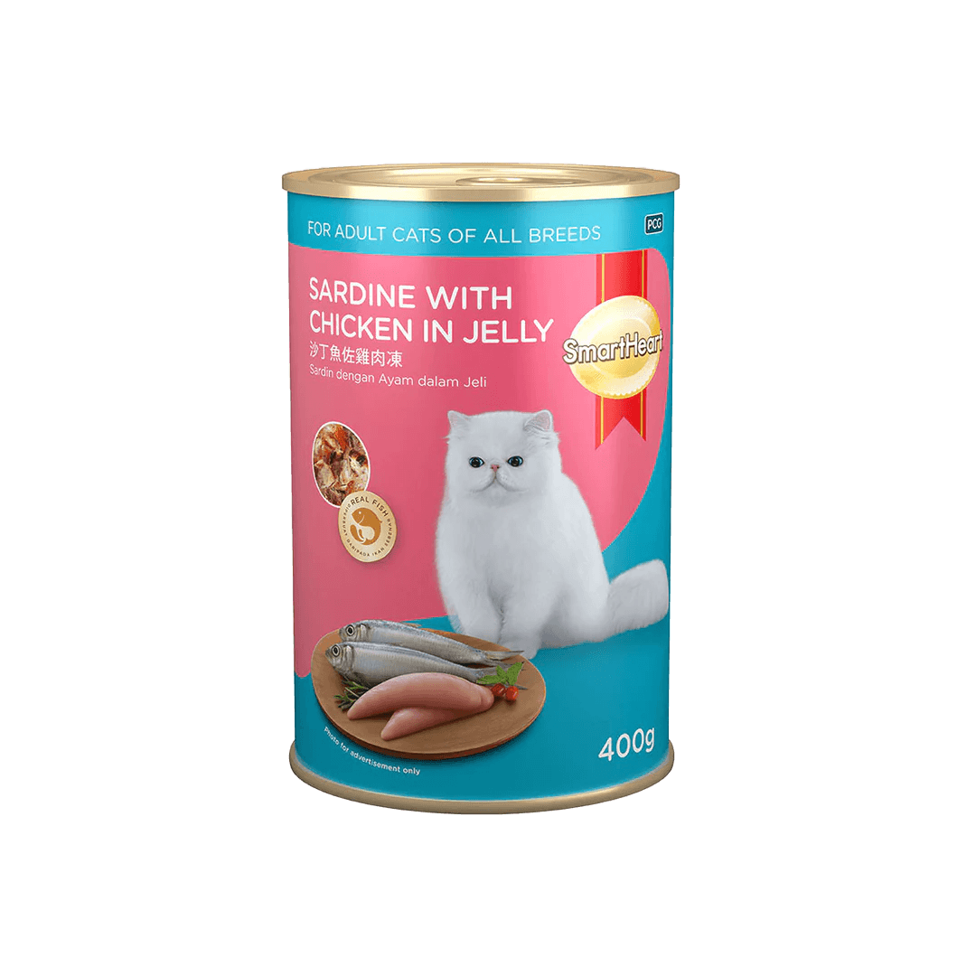 SmartHeart Adult Wet Cat Canned Food Sardine with Chicken in Jelly 400g