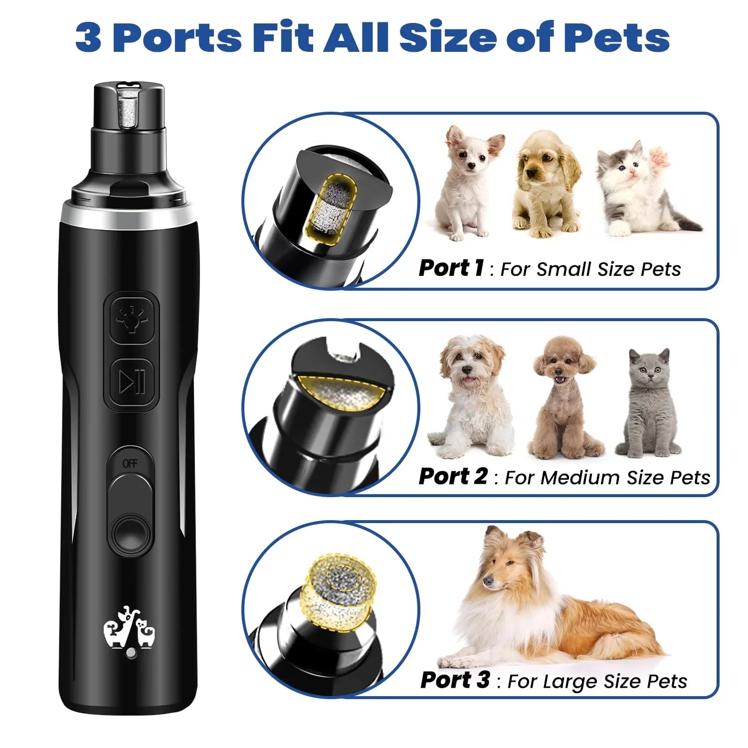 USB Charging Pet Nail Grinder Professional Rechargeable Usb Pet Electric Grinder Led Light Dog and Cat Trimmer - Pet Supermarket