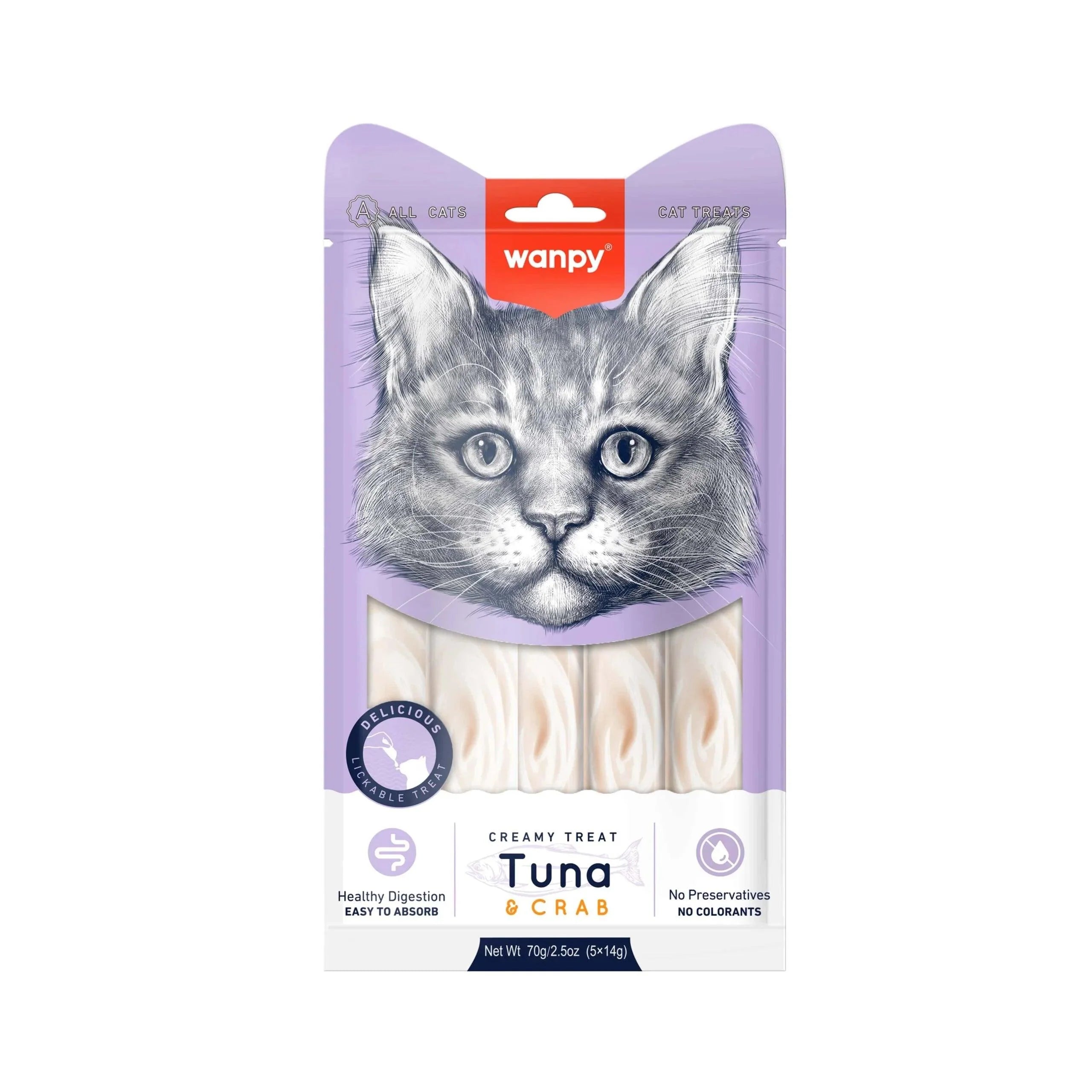 Wanpy Creamy Cat Treats with Tuna & Crab (5x14g)