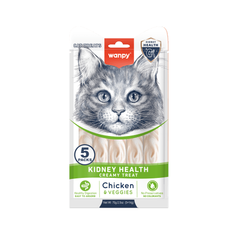 Wanpy Medicated Creamy Cat Treat Kidney Health Chicken & Veggies 70gm