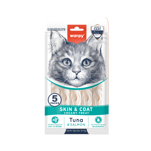 Wanpy Medicated Creamy Cat Treat Skin & Coat Tuna & Salmon 70gm