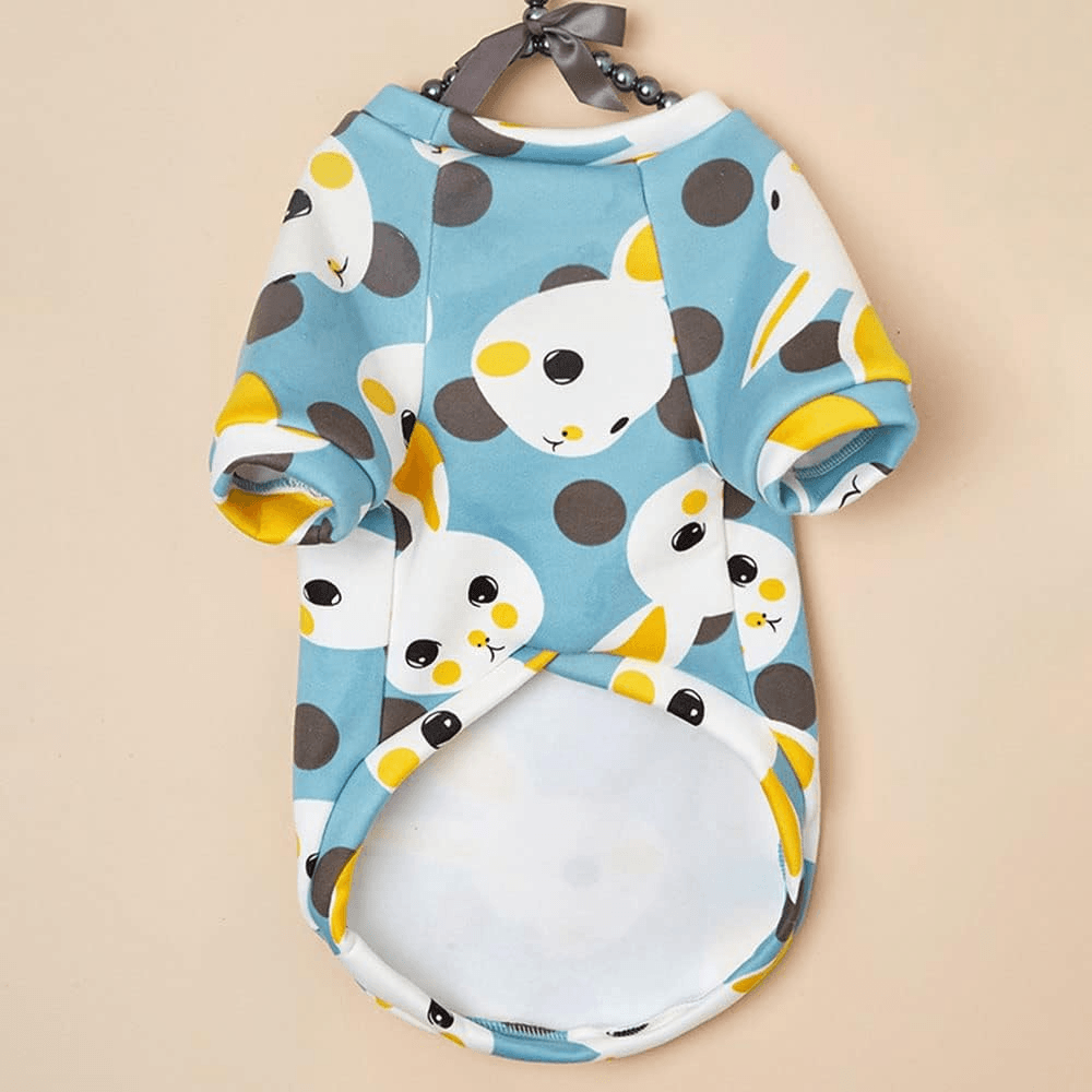 Winter Sphynx Cat Clothes Warm Fleece Cat Hoodie Blue Rabbit Print