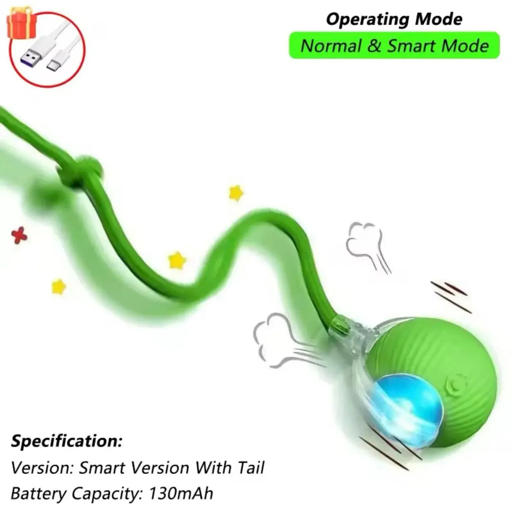 Cat Interactive Ball Cat Toy, Automatic Rolling Ball with Tail, Rechargeable Smart Pet Interactive Toy, Intelligent cat and mouse gam, No Warranty - Pet Supermarket