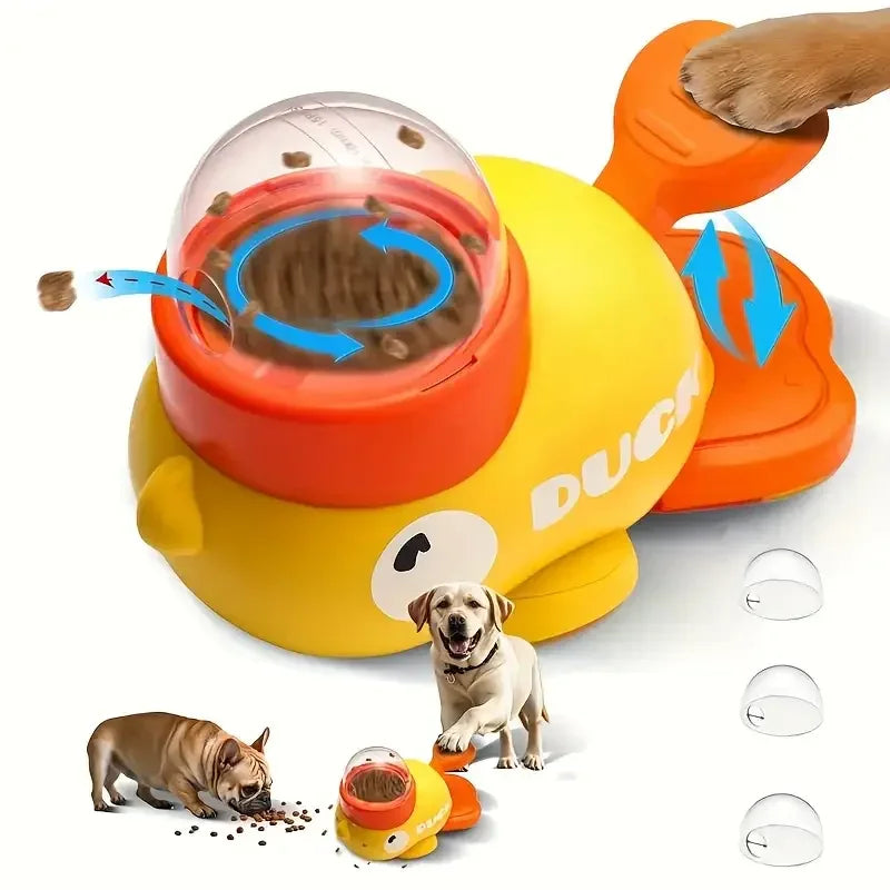 Durable Plastic Duck-Shaped Interactive Dog Treat Dispenser Toy - Mental Stimulation Snack Dispensing Puzzle Feeder with Transparent Window, Puppy Training & Cognitive Development - Pet Supermarket