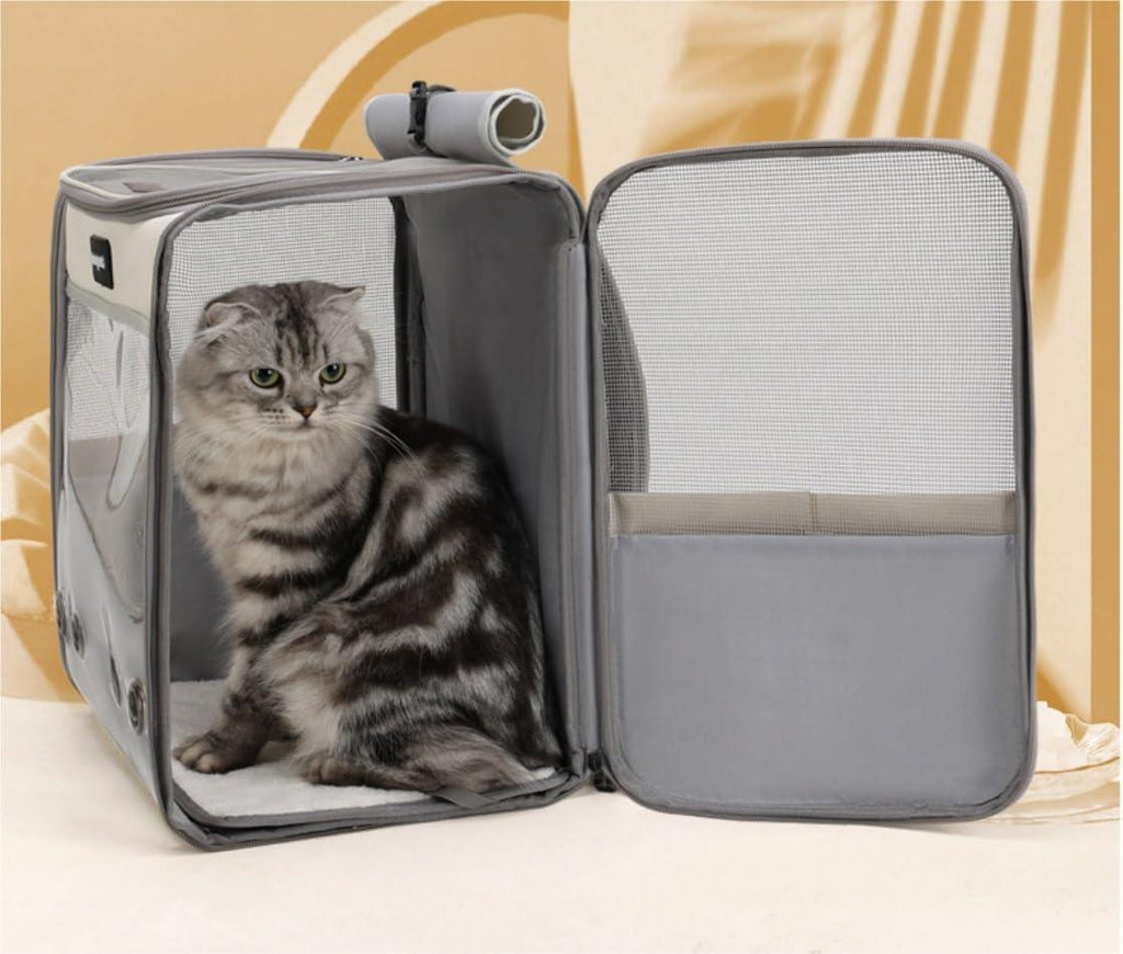 Portable & Durable Spacious Backpack with Transparent Window Carrier Backpack With Inner Safety Leash Cat Bag - Pet Supermarket