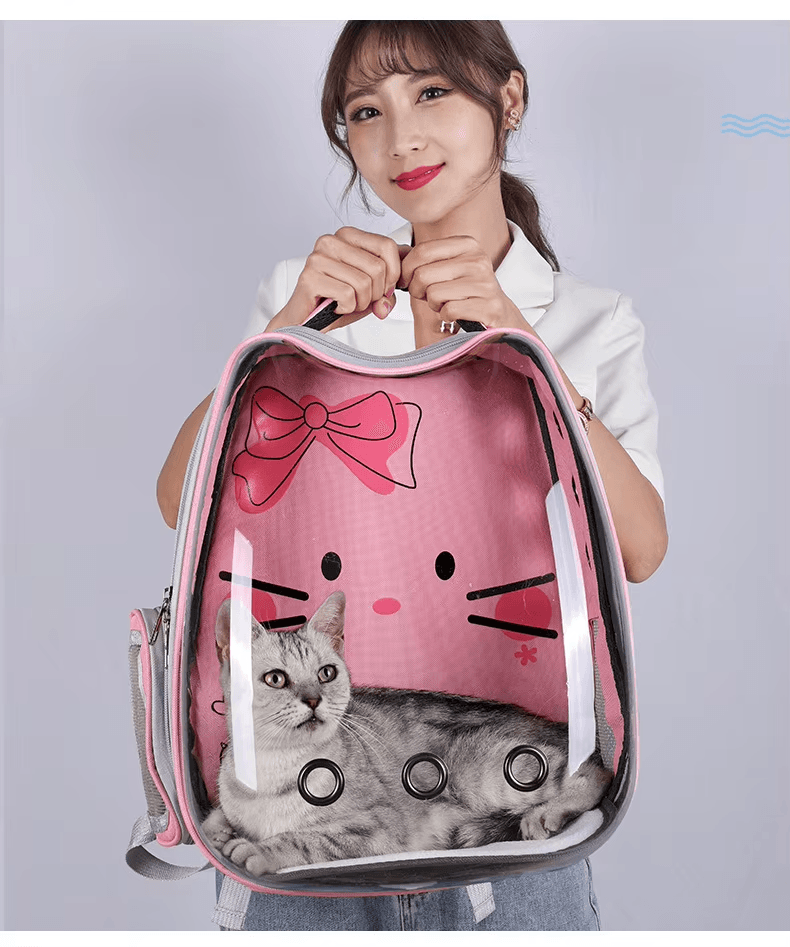 Portable Breathable Pet Carrier Bag, Outdoor Travel Backpack for Cat and Dog, Transparent Space