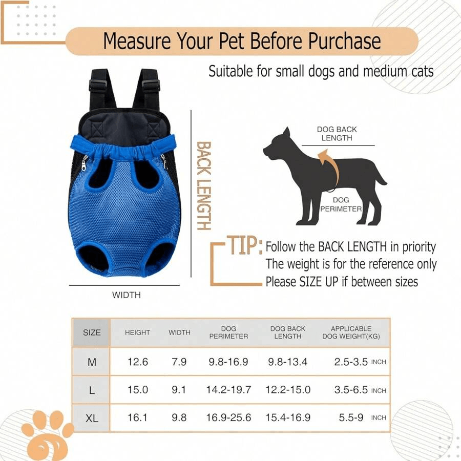 Pet Backpack Adjustable Straps Pet Front Cat Dog Mesh Backpack Pet Shoulders Bag - Pet Supermarket