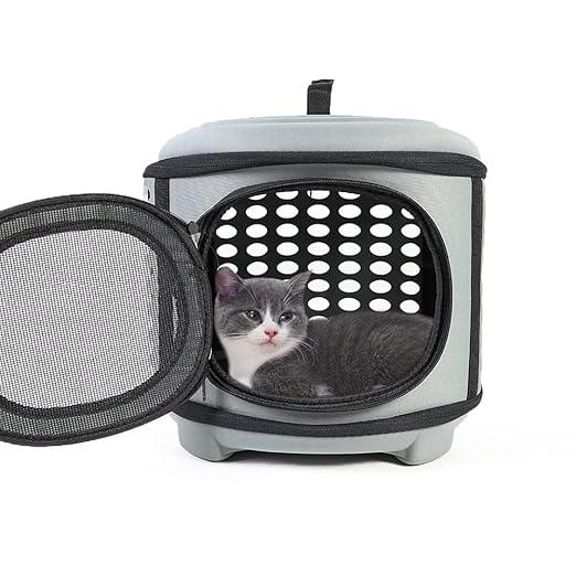 Cat Carrier Large, Foldable Cat Transport Box with Large Space, Cat Travel Bag with Top Opening+Soft Mat,