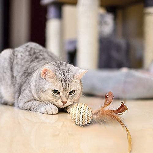 Cat Toy Ball Feather Sisal Ball Cat Toy Rustling Cat Ball Cat Self Hi Toy Rope Paper Ball Random Color
