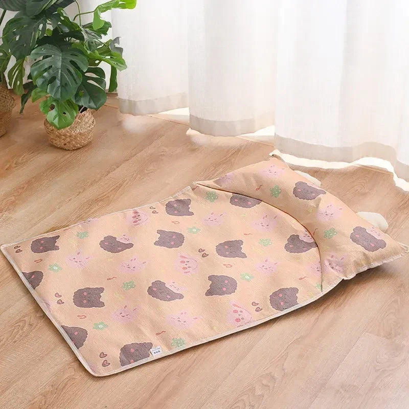 Cooling Pet Mat for Summer - Breathable Ice Pad with Pillow for Small Dogs and Cats - Portable Sleeping Cushion - Pet Supermarket