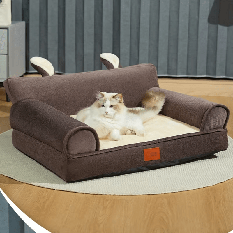 New Arrival Open Cat and Dog Bed by Winterheattech Removable Nest House with Foam Plush Brown Dog and Cat Sofa Bed - Pet Supermarket