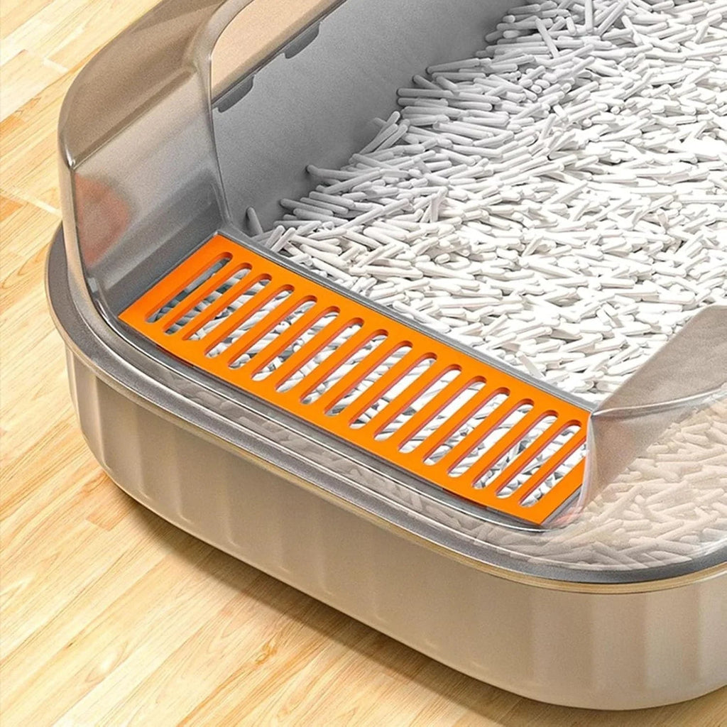 LHX Cat Litter Box Extra Large Fully Open Cat Toilet Semi-enclosed Cat Litter Box Suitable for Large and Multiple Cats Easy to Clean High Wall Side Cover Cat Litter Box 40 * 60 * 22cm, - Pet Supermarket