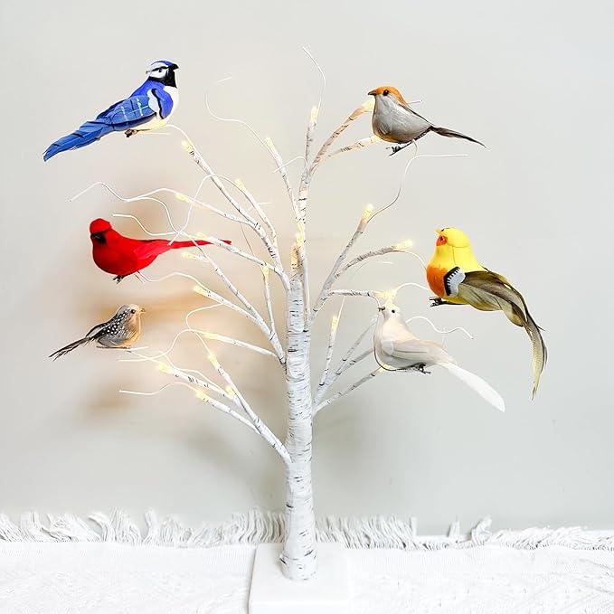 Small Artificial Birds Clip on Foam Feather Birds 5Inch for Spring Decoration Seasonal Decor Wreaths Crafts Tree Ornaments Floral Arrangements