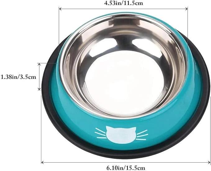 Cat Bowls for Food and Water Cat Dishes Stainless Steel PET Food Bowls 7 oz Anti Slip Metal PET Bowl with Removable Rubber Base Thicken Cat Feeding Bowl for Indoor Pets Kitten Small Dogs