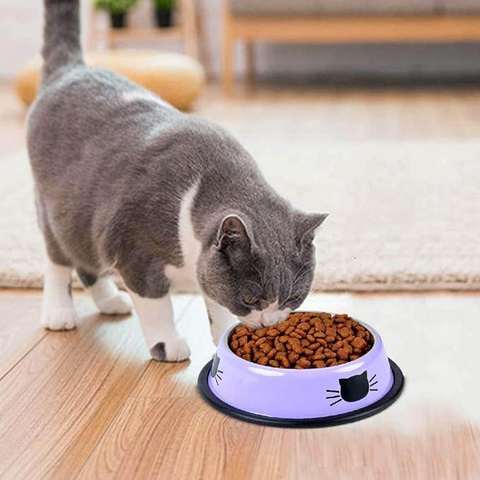 Cat Bowls for Food and Water Cat Dishes Stainless Steel PET Food Bowls 7 oz Anti Slip Metal PET Bowl with Removable Rubber Base Thicken Cat Feeding Bowl for Indoor Pets Kitten Small Dogs