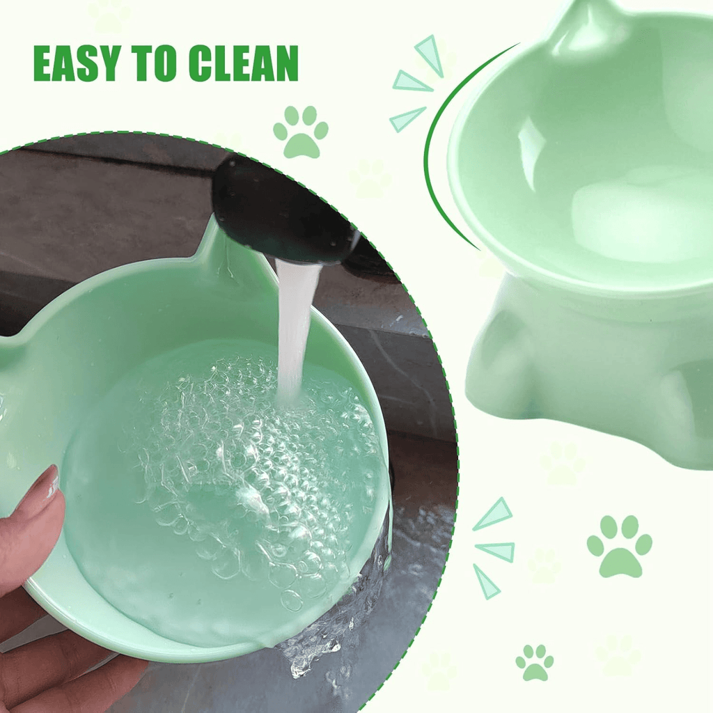 Cat Bowls, Cat Anti Vomit Food Bowl, 15 Degree Raised Anti Tip Pet Bowl for Water and Protecting Spine