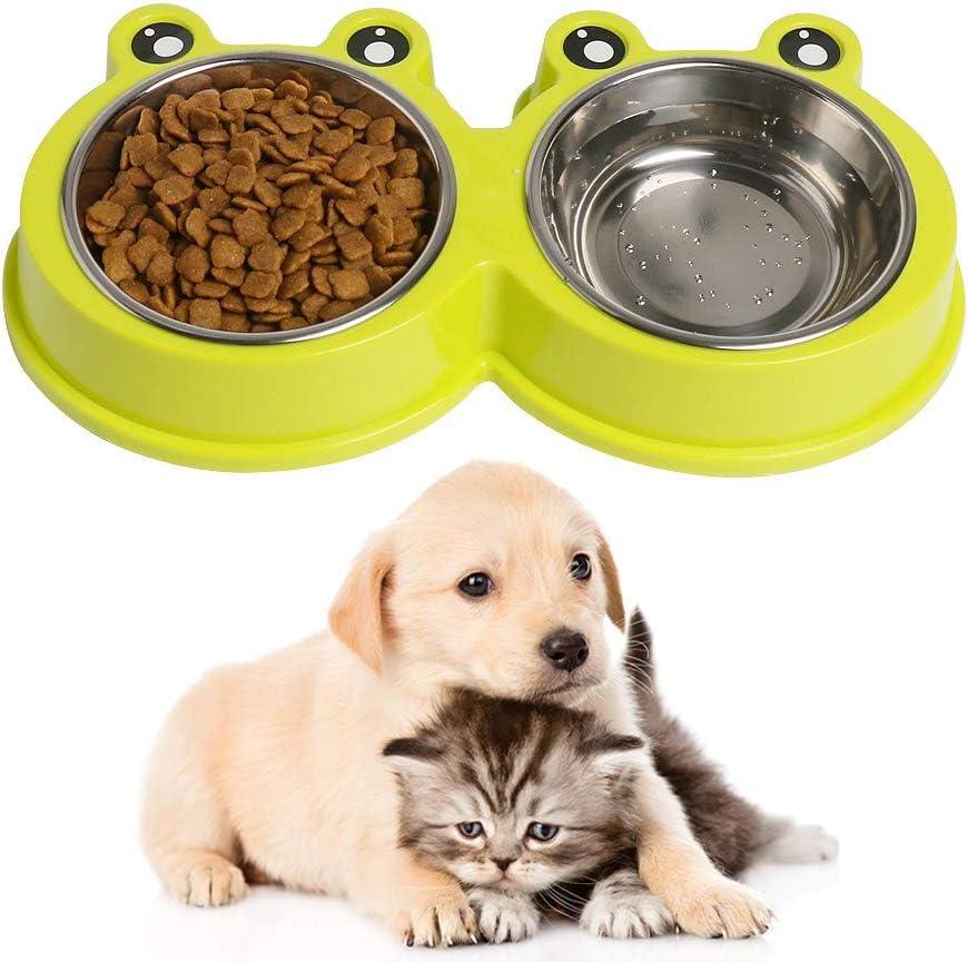 Stainless Steel Cat Food Bowls Pet Bowl with Rubber Base Small Cat Dog Bowl with Cute Cats Painted Cat Water Bowls Non-Slip - Pet Supermarket