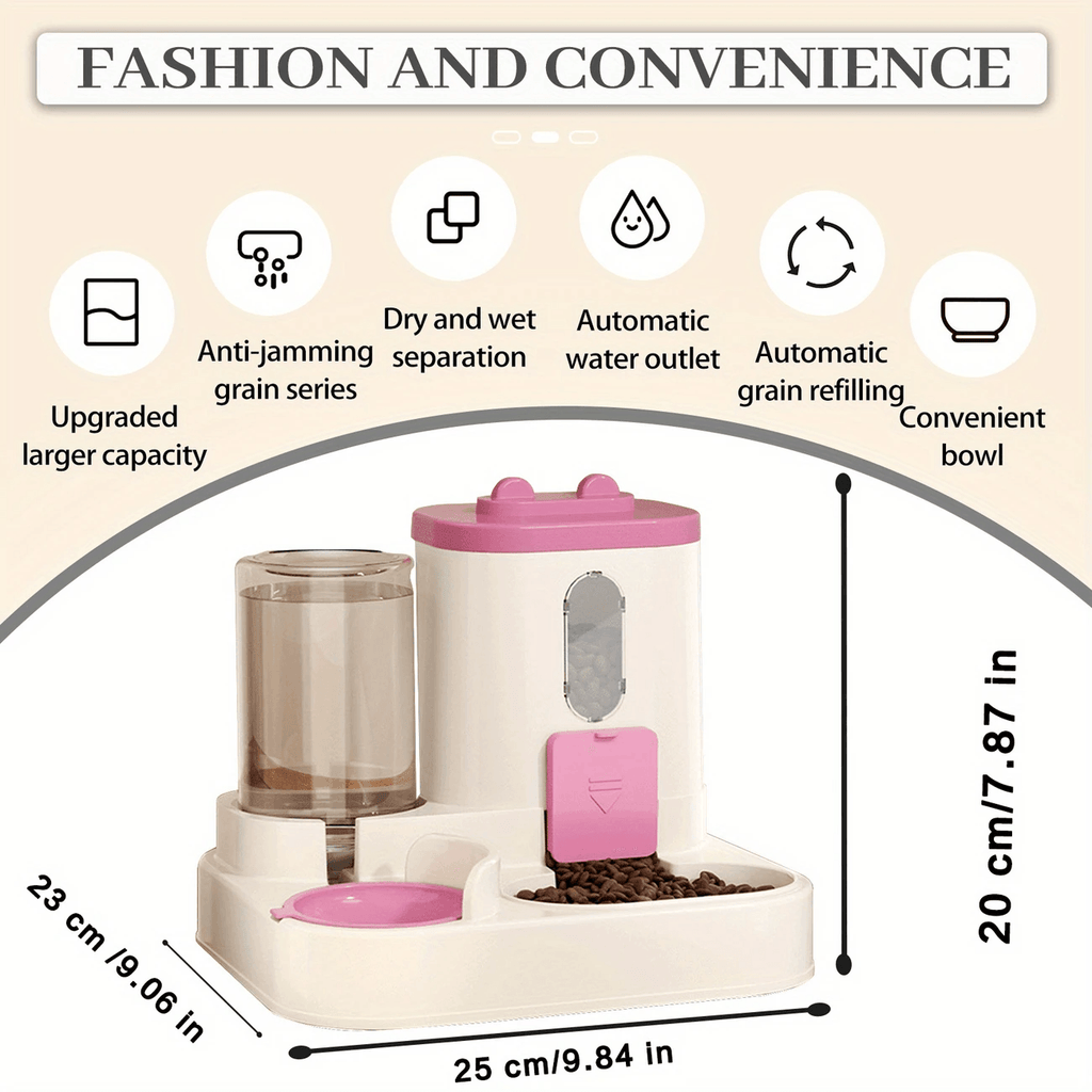 Convenient Cat Water Fountain With Food Bowl Automatic Pet Water and Food Feeder, Food Bowl, Without Battery - Pet Supermarket