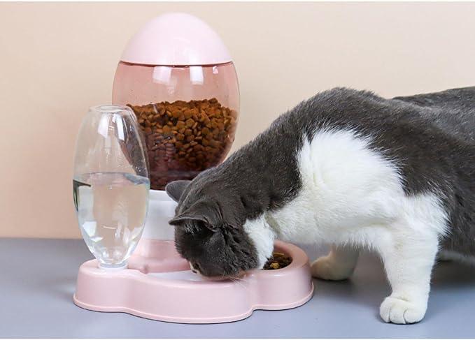 Cat Feeder Set No-Spill Gravity Food Dispenser Waterer Feeding Station Bowl