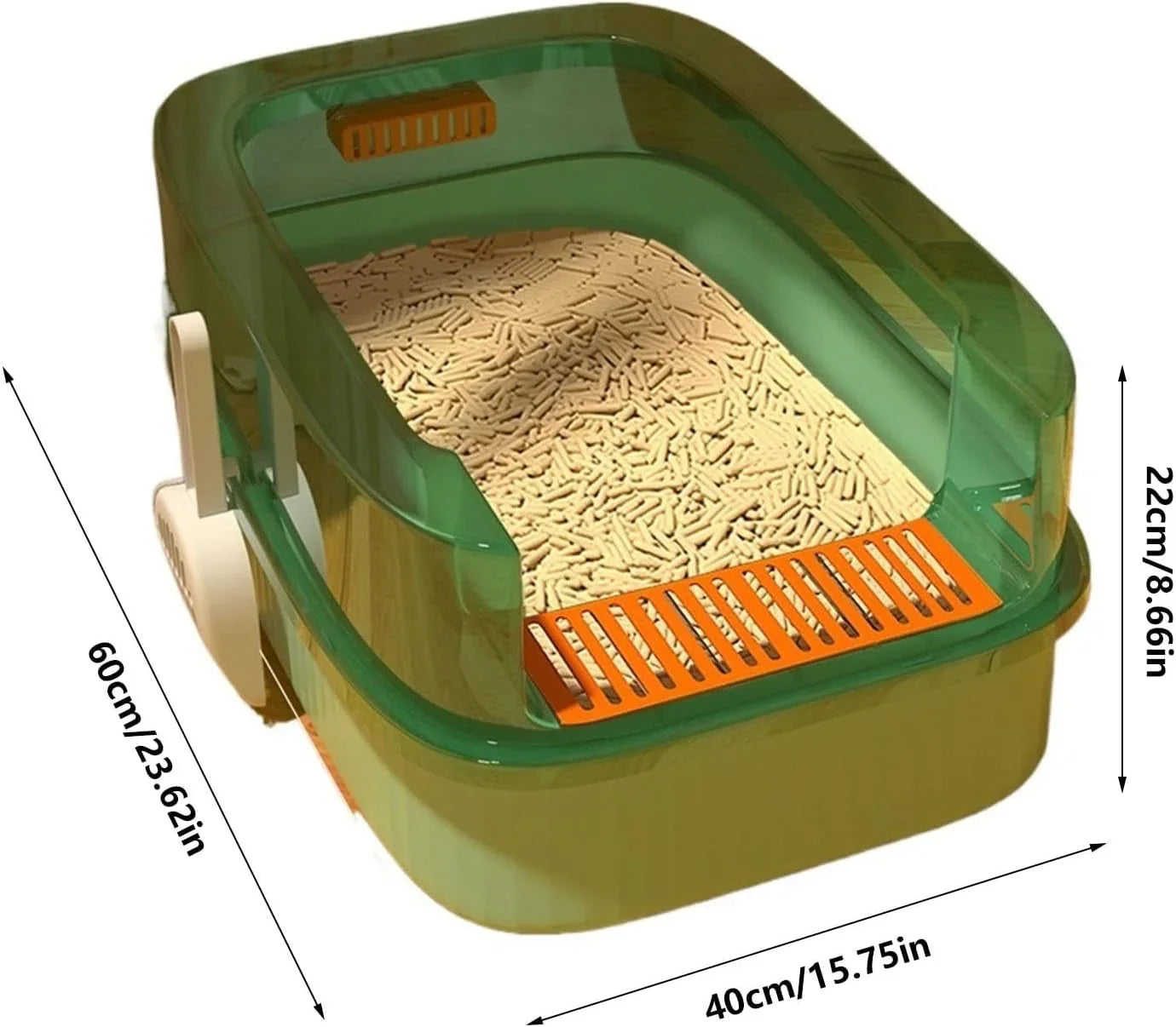 LHX Cat Litter Box Extra Large Fully Open Cat Toilet Semi-enclosed Cat Litter Box Suitable for Large and Multiple Cats Easy to Clean High Wall Side Cover Cat Litter Box 40 * 60 * 22cm, - Pet Supermarket