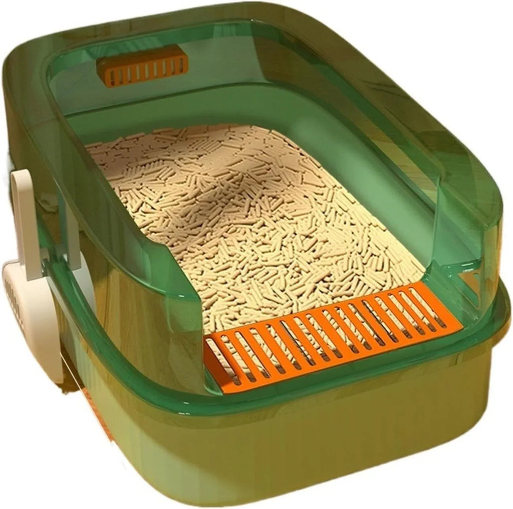 LHX Cat Litter Box Extra Large Fully Open Cat Toilet Semi-enclosed Cat Litter Box Suitable for Large and Multiple Cats Easy to Clean High Wall Side Cover Cat Litter Box 40 * 60 * 22cm, - Pet Supermarket