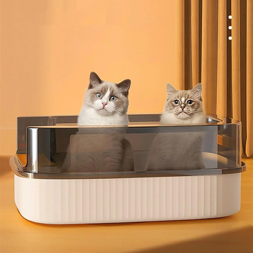 LHX Cat Litter Box Extra Large Fully Open Cat Toilet Semi-enclosed Cat Litter Box Suitable for Large and Multiple Cats Easy to Clean High Wall Side Cover Cat Litter Box 40 * 60 * 22cm, - Pet Supermarket