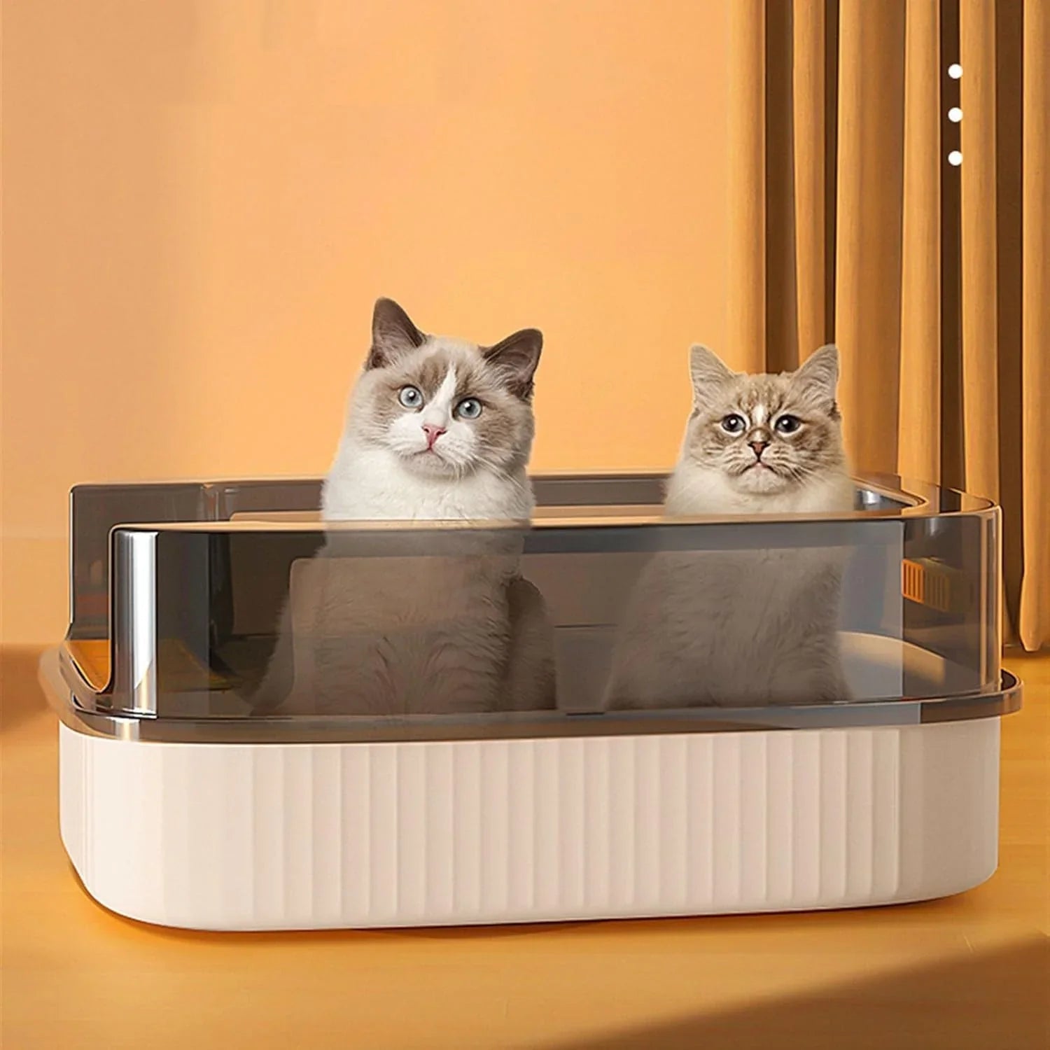 LHX Cat Litter Box Extra Large Fully Open Cat Toilet Semi-enclosed Cat Litter Box Suitable for Large and Multiple Cats Easy to Clean High Wall Side Cover Cat Litter Box 40 * 60 * 22cm, - Pet Supermarket