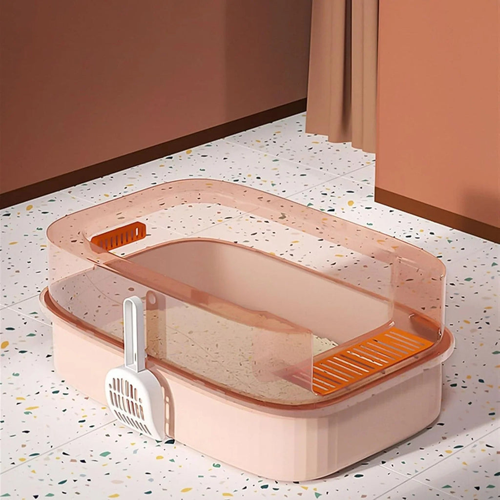 LHX Cat Litter Box Extra Large Fully Open Cat Toilet Semi-enclosed Cat Litter Box Suitable for Large and Multiple Cats Easy to Clean High Wall Side Cover Cat Litter Box 40 * 60 * 22cm, - Pet Supermarket