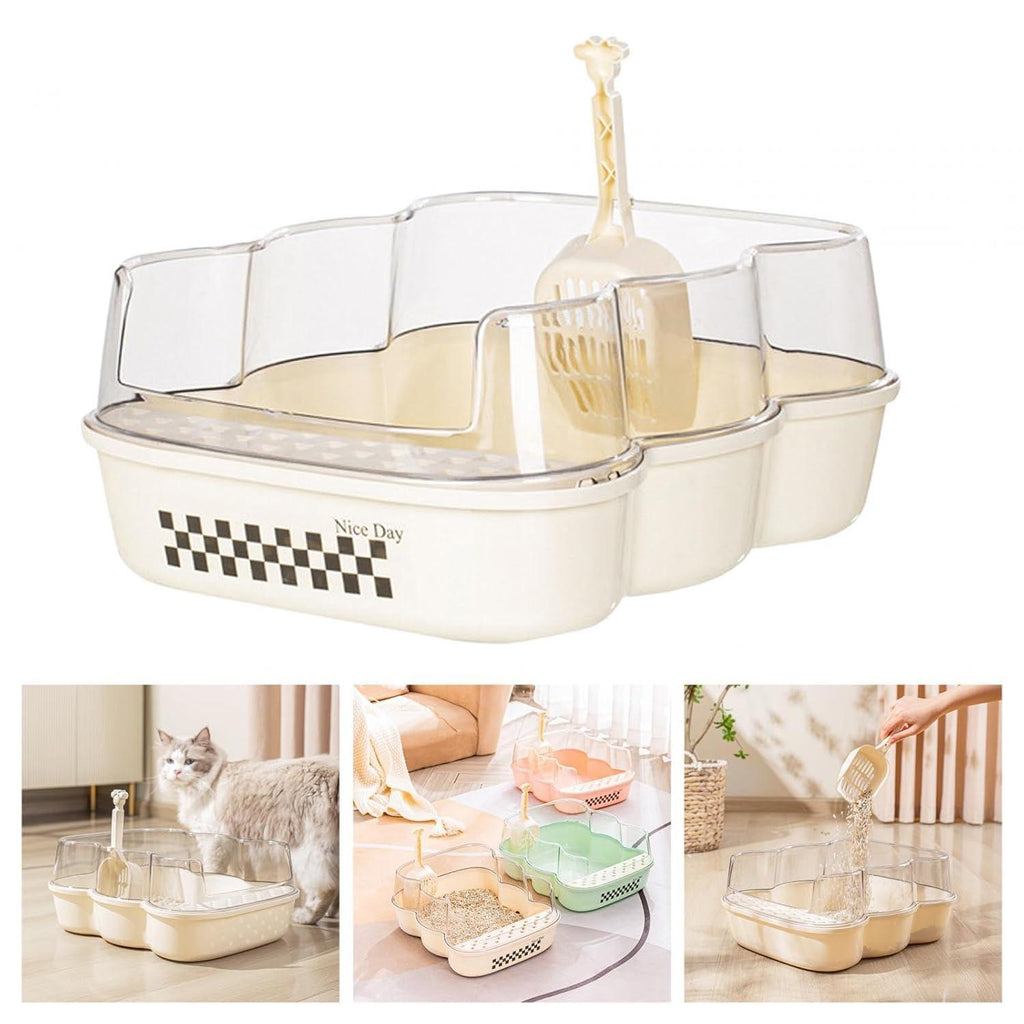 Generic Cat Large Litter Box with High Side Durable Semi-Enclosed Litter Box for Large and Medium Cats