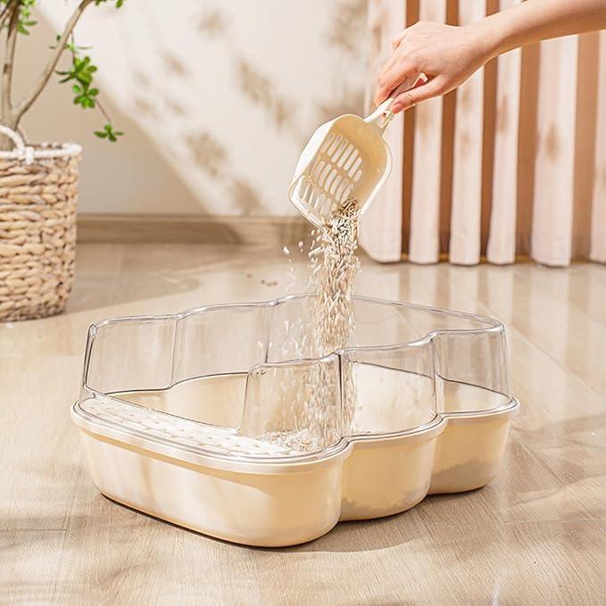 Generic Cat Large Litter Box with High Side Durable Semi-Enclosed Litter Box for Large and Medium Cats