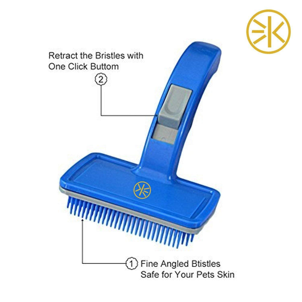 Self-Cleaning Pet Grooming Brush - Press Button for Tangle-Free Fur for dog and cat (Large) Grooming Comb - Pet Supermarket
