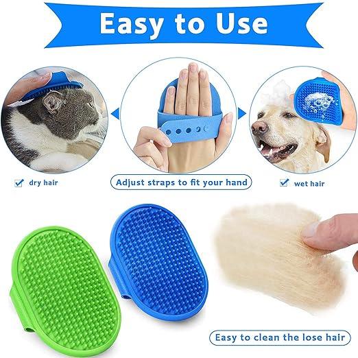 Dog Grooming Brush, Premium Pet Bath Brush, Soothing Massage Rubber Comb, Adjustable Ring Handle, Random Color - Pet Supermarket