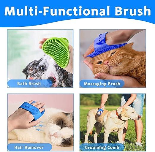 Dog Grooming Brush, Premium Pet Bath Brush, Soothing Massage Rubber Comb, Adjustable Ring Handle, Random Color - Pet Supermarket