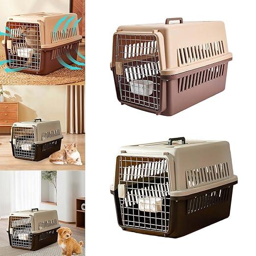 Plastic Transport Box for Dogs, Roomy, Very Robust and Light Box with Handle, Metal Door, Travel Pet Carrier, for Small Dogs and Cats